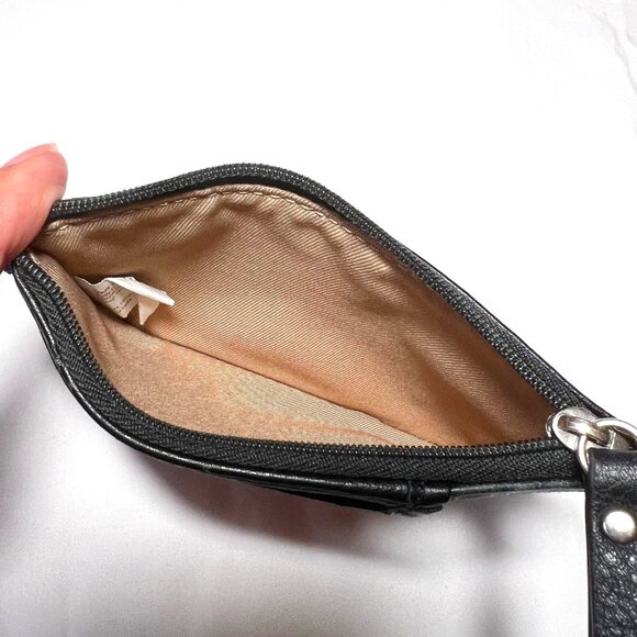 The Sak Black Leather Keychain Credit Card Holder Embossed Floral Coin Storage - Picture 9 of 11